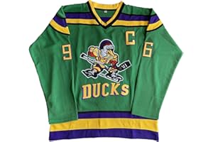 ZIGOR Mighty Ducks Jersey Charlie Conway #96 Movie Ice Hockey Jersey Green/White S-XXXL