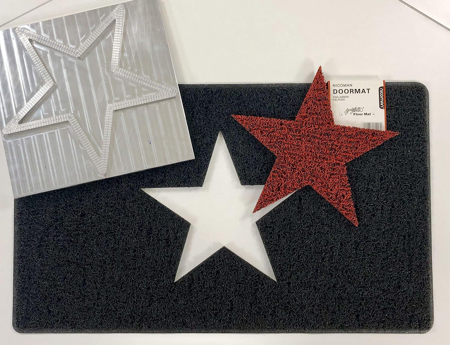 Nicoman STAR Door Mat|Entrance Barrier Dirt-Trapper Floor Mat|Patio Garden Conservatory Doormat|Indoor Outdoor Matt (75x44cm,Black with Grey Star) - Image 4