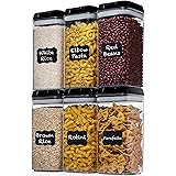 Shazo Airtight Food Storage Container (Set of 6) - BONUS Measuring Cup - Labels & Marker - Durable Plastic - BPA Free - Clear