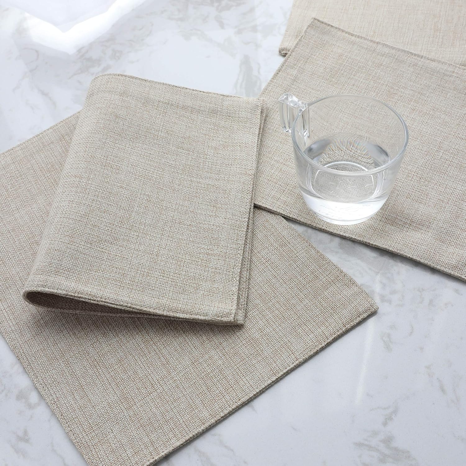 Home Brilliant Set of 4 Placemats Heat Resistant Dining Table Place Mats Kitchen Table Mats, Light Linen: Home & Kitchen