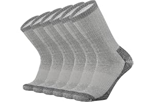 SOX TOWN Men's Merino Wool Cushion Crew Socks Moisture Wicking Control for Outdoor Hiking Work Boot Thermal Warm All Seasons