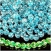 108PCS Glow in The Dark Beads 8mm Luminous Glass Beads, Crystal Round Glow Firefly Glass Beads Loose Spacer Ball Beads for Jewelry Making DIY Crafts Bracelets Earring Spacer Beads (Sky Blue)