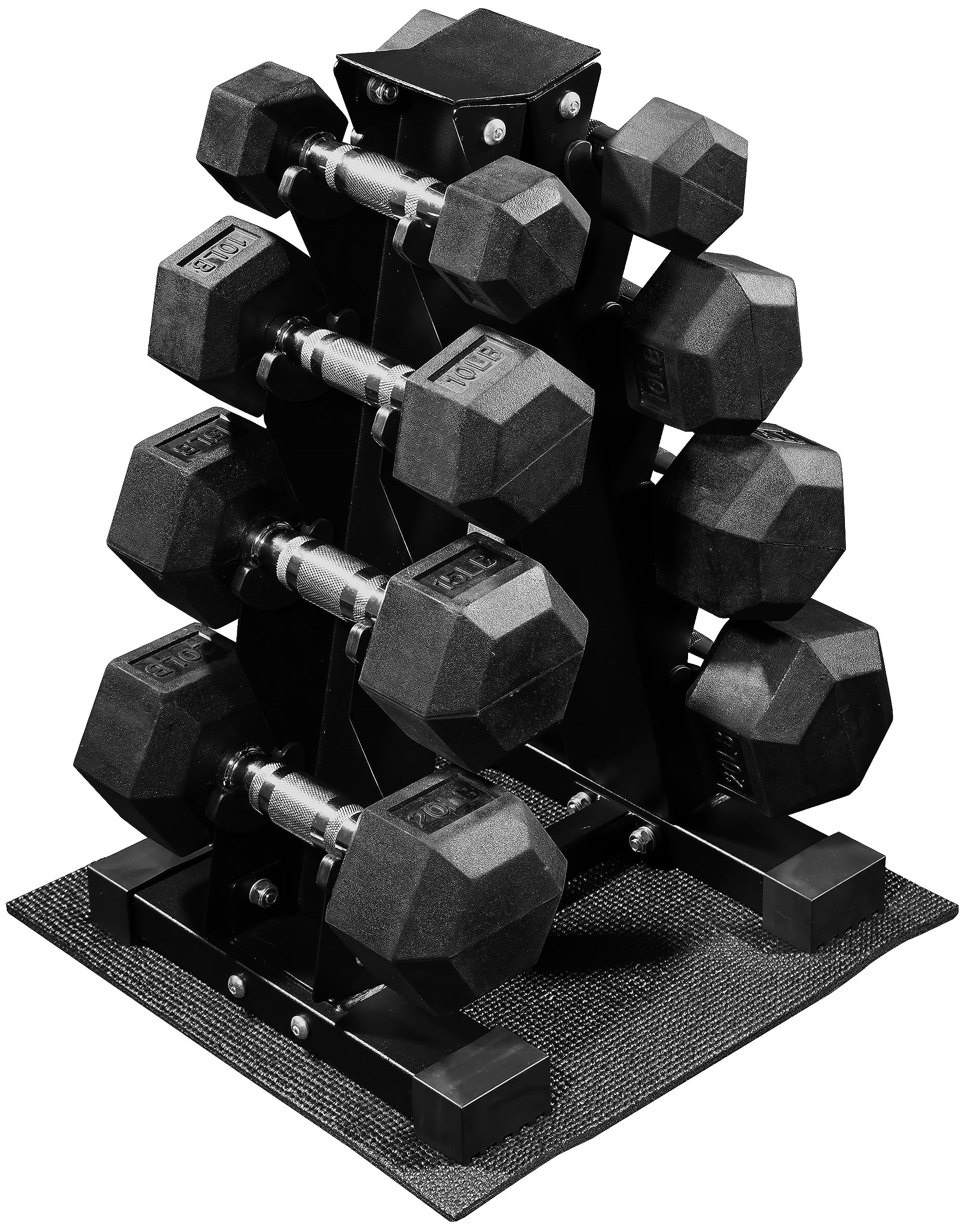 mua-signature-fitness-rubber-coated-hex-dumbbell-weight-set-and-storage