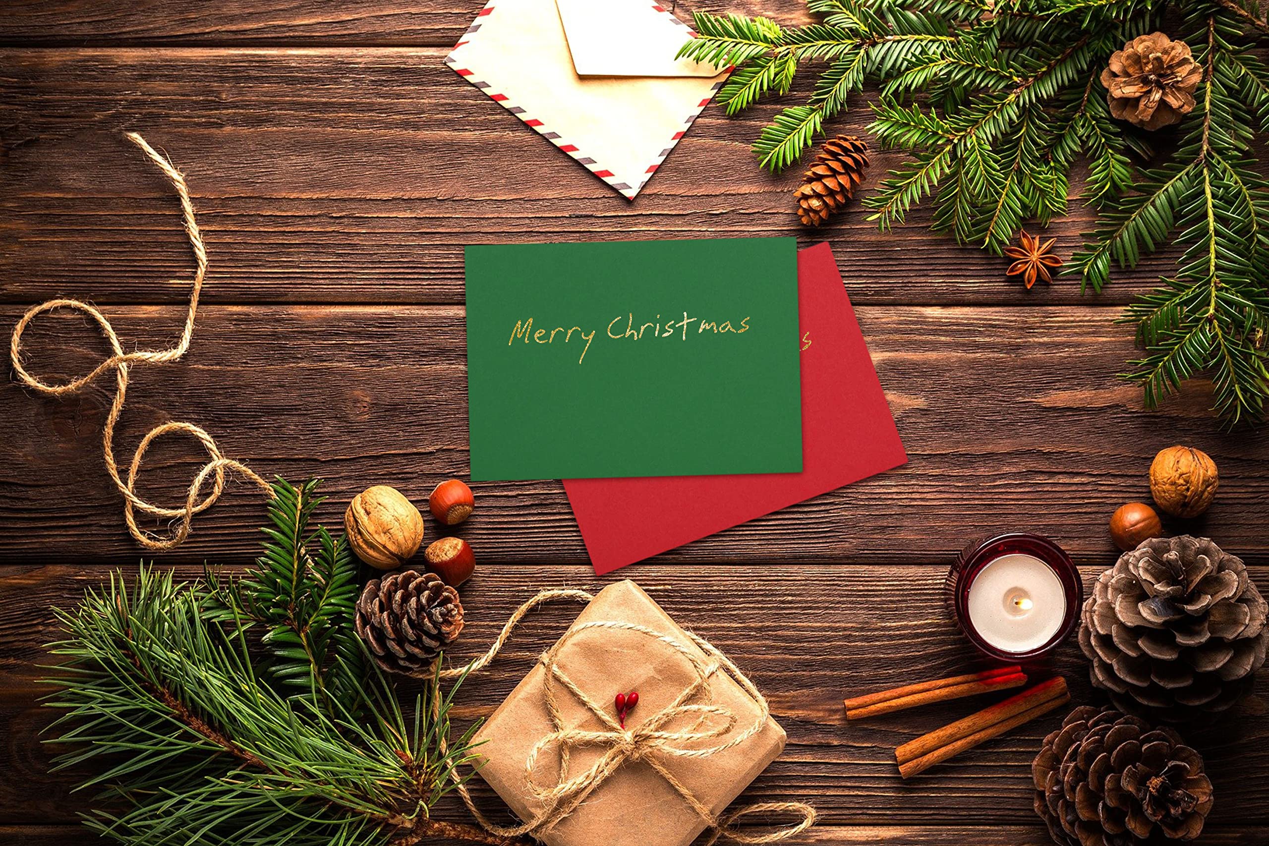 indigo® Festive Coloured Cards and Gummed Envelopes (Pack of 20) (C5 (162 X 229mm), Avocado Green)