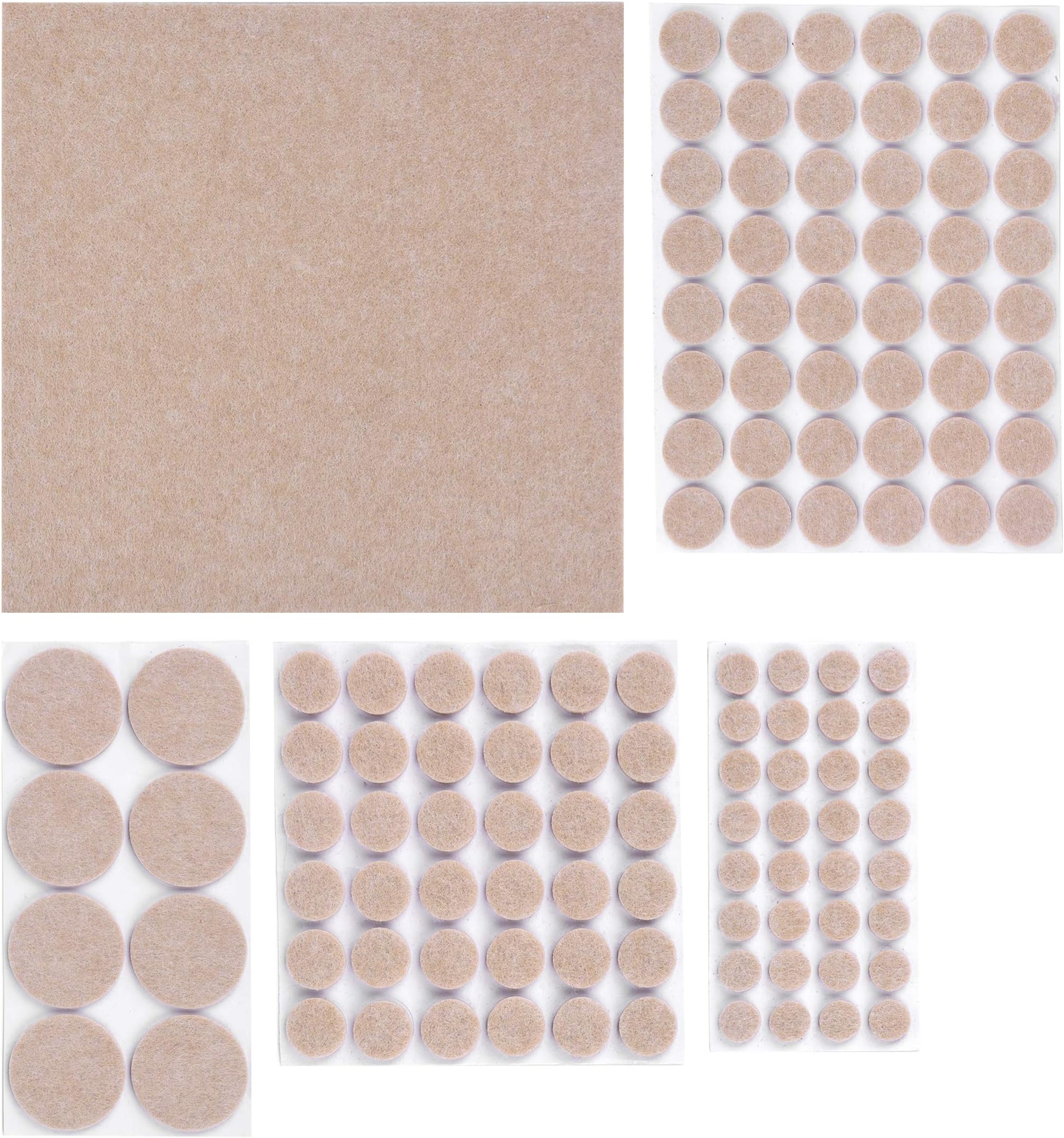 Furniture Pads Felt Pads 125 Pieces. Premium Sticky Self Adhesive That Fit Every Furniture Legs. Easy to Use Felt Pads for Chair Legs, Felt Stickers for Furniture, Laminate Flooring (Color:Beige)