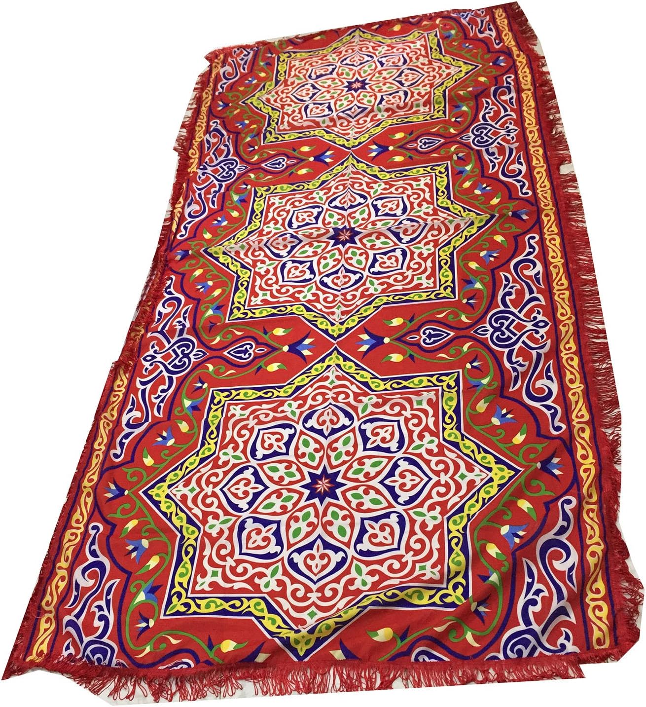 Memories Maker Ramadan Table Cloth with Red Fringes, 300cm L x 150cm W