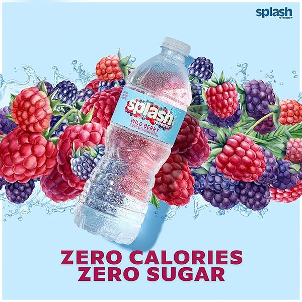 SPLASH REFRESHER FLAVORED WATER BOTTLES, WILD BERRY FLAVOR – 6-PACK, 16.9 FL OZ – REFRESHING FLAVORED BOTTLED WATER WITH ELECTROLYTES – ZERO SUGAR & ZERO CALORIES