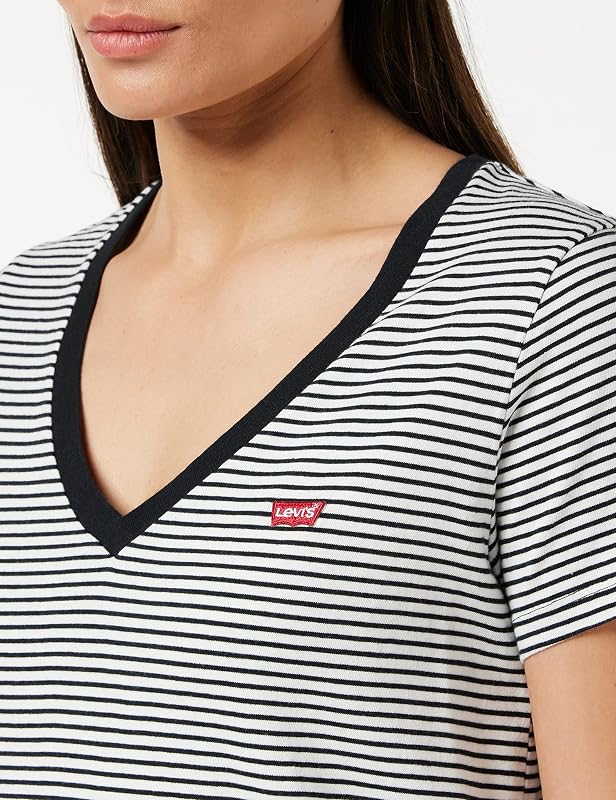 Perfect V-neck, T-shirt Donna, Annalise Stripe Cloud Dancer, S — foto 3 di 8