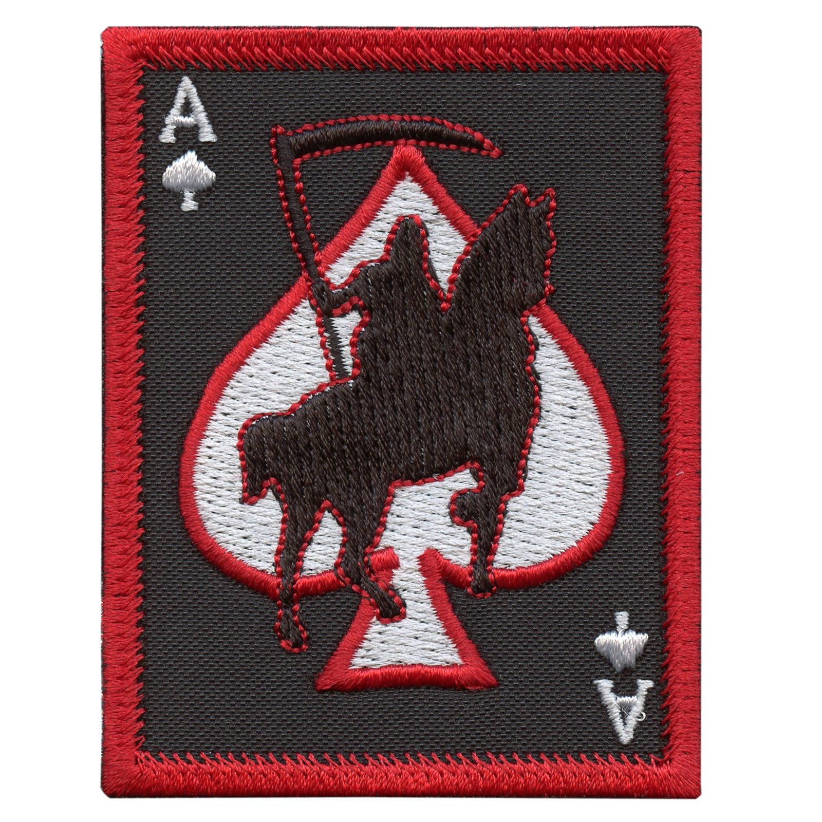 Ace of Spades Grim Reaper Death Card Morale Tactical Skull Skeleton Embroidery Touch Fastener Patch