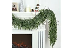 ZMTYYKH Realistic Christmas Garland for Mantle 6FT Real Touch Thick/Lush Artificial Cedar Garlands Christmas Decorations Indoor Christmas Garland for Stairs Railing Outdoor Fireplace Table Xmas Holiday Decor