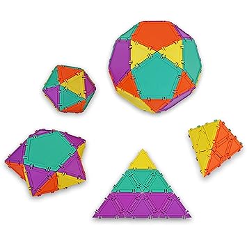 Geometiles 3D Building Set for Learning Math, Includes Online Activity Books,32-pc, Made in USA (Pentagon/Triangle)