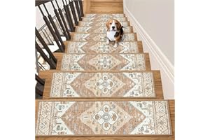 Lahome Stair Treads Non Slip 15 Pack 8" X 30" Stair Treads for Wooden Steps, Washable Self Adhesive Stair Runners Stain Resistant Stair Carpet, Edging Staircase for Kids Elders and Dogs (15pc, Taupe)