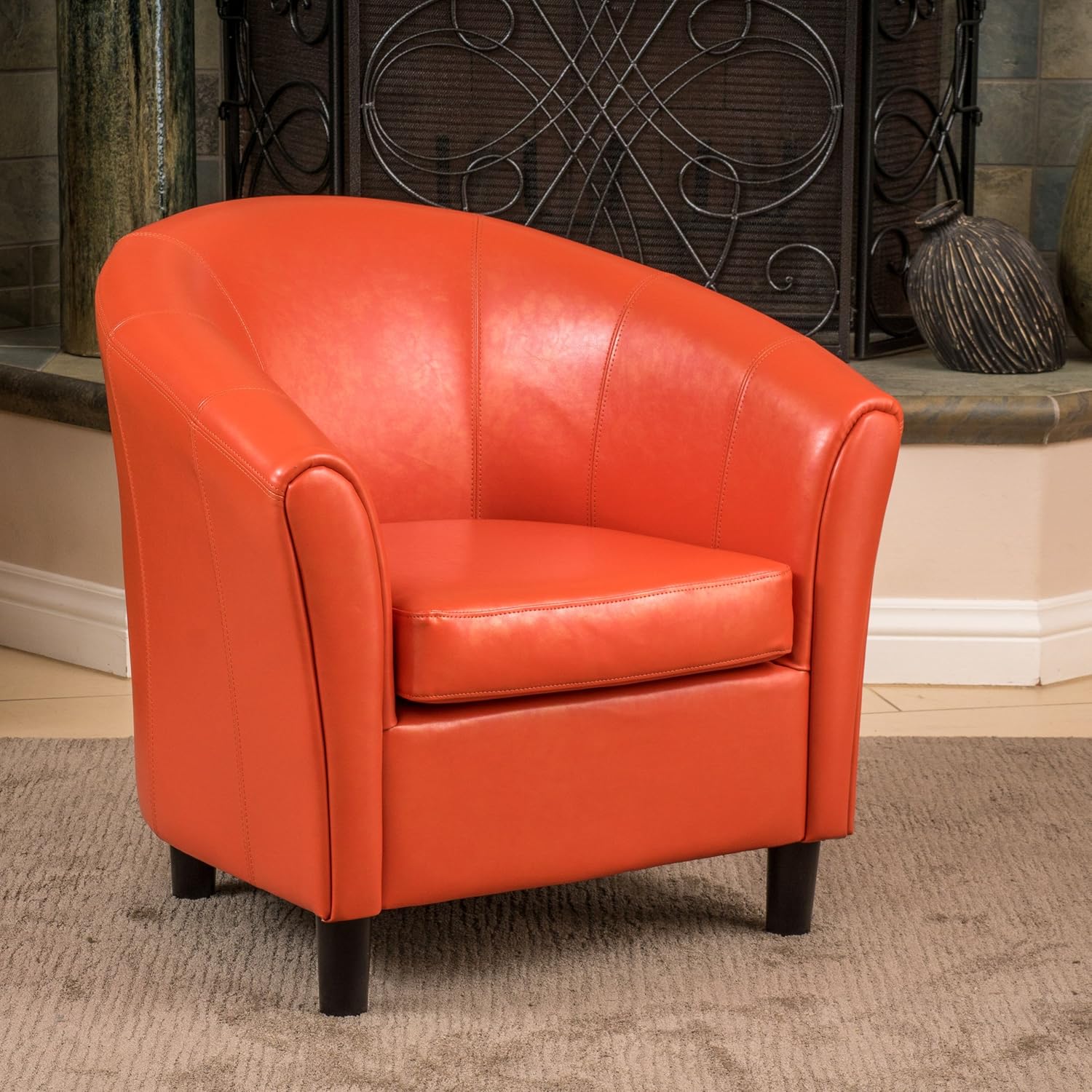 Christopher Knight Home 213807 Napoli Bonded Leather Club Chair Orange
