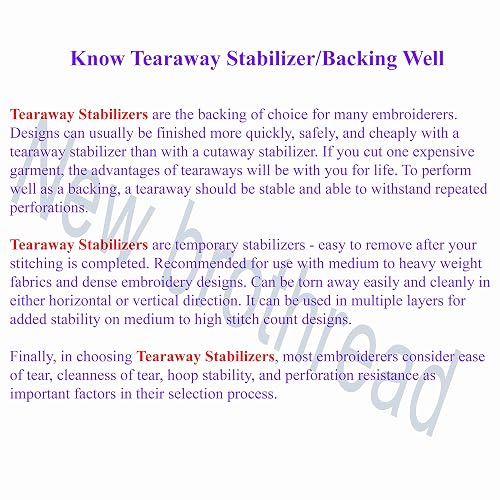 Craftido Tear Away Embroidery Stabilizer - 12\" X 25 Yd Roll, 1.8oz Medium Weight For Machine & Hand Sewing - View #8