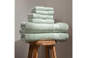 FABDREAMS 100% Organic Cotton Bath Towel Set | Bathroom Luxury Towel Set of 6 | GOTS Certified | Hotel Premium Towels | 700 GSM | 2 Bath Towels 30 x 56 | 2 Hand Towels 16 x 30 | 2 Wash Cloths 13 x 13 | Green