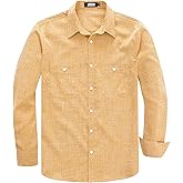 JOGAL Mens Poncho Shirts Long Sleeve Casual Button Down Work Shirt with Two Pockets
