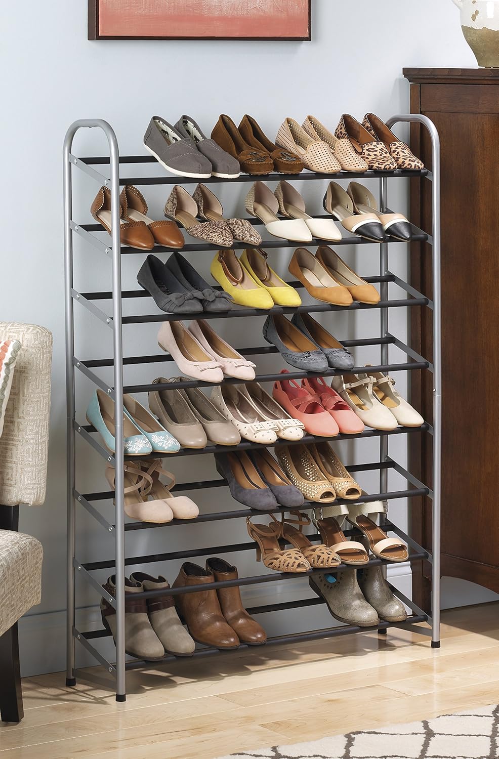 amazon shoes rack on Amazon Com Whitmor 8 Tier Shoe Tower 40 Pair With Non Slip Racks Home Kitchen