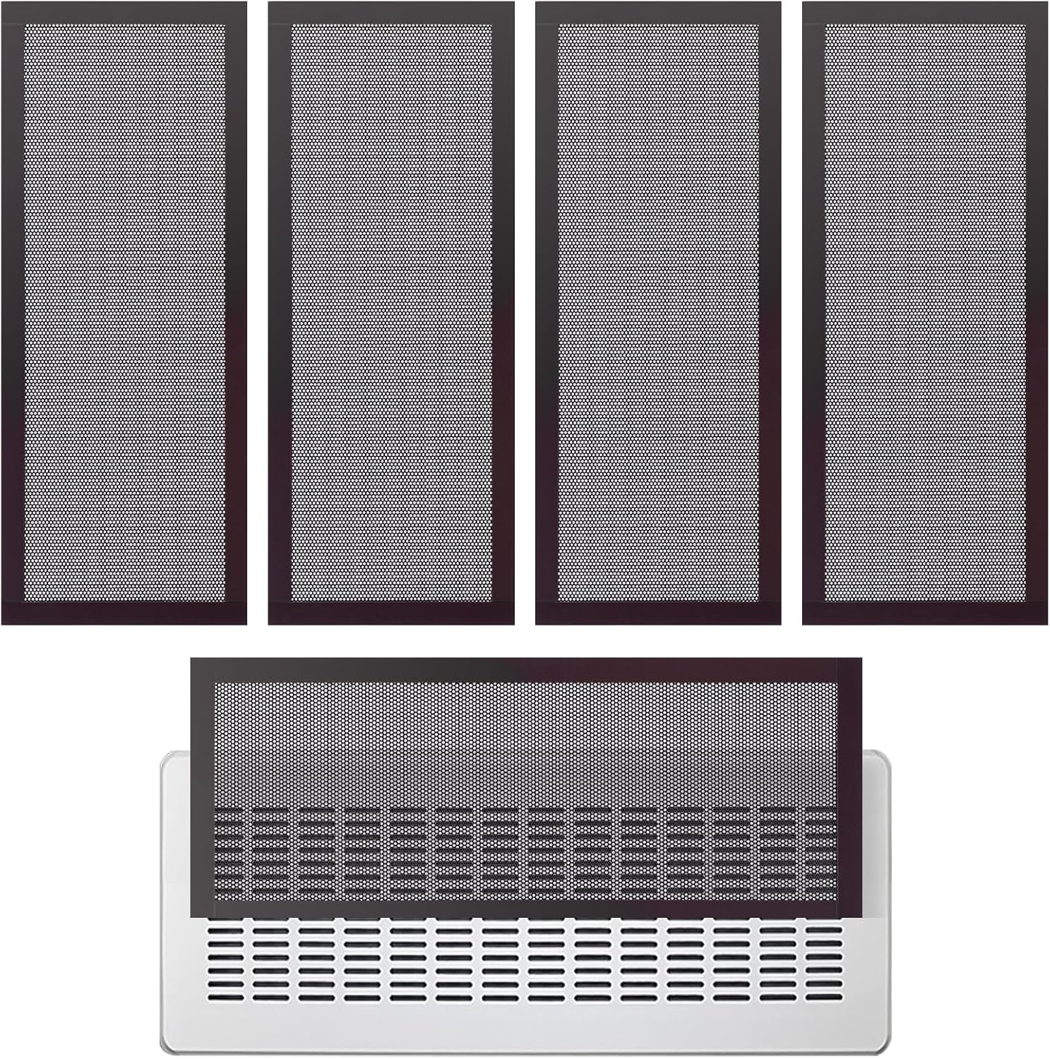 Registers, Grilles & Vents - 4 Pack Strong Magnetic Floor Vent Cover - PVC Mesh Register for Wall Ceiling Floor Catch Debris Hair Insect (Black, 4 x 10 Inch)