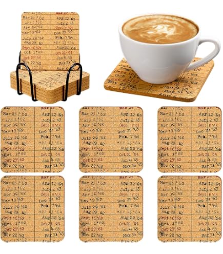 Set Of 24 Book-Themed Coasters - Vintage Library Design, 3 Styles, Wooden Drink Protectors For Book Lovers