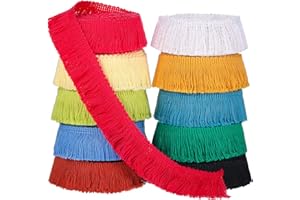 Syhood 30 Yards 25 mm Wide Cotton Fringe Tassel Trim, Lace Ribbon Fringe Trim Lace for Sewing Crafts Clothing, Curtains(Multi-Color)