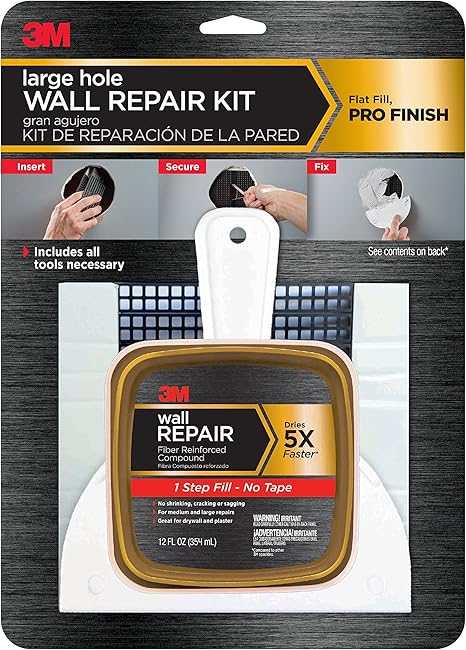 Amazon Com 3m Large Hole Wall Repair Kit With 12 Fl Oz Compound