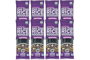 Lotus Foods Organic Forbidden Rice Pad Thai Noodles - Asian Style Noodles for Pho or Stir Fry, Gluten Free, Vegan, Whole Grain, Non GMO, Serve Hot or Cold - 8 Oz (Pack of 8)