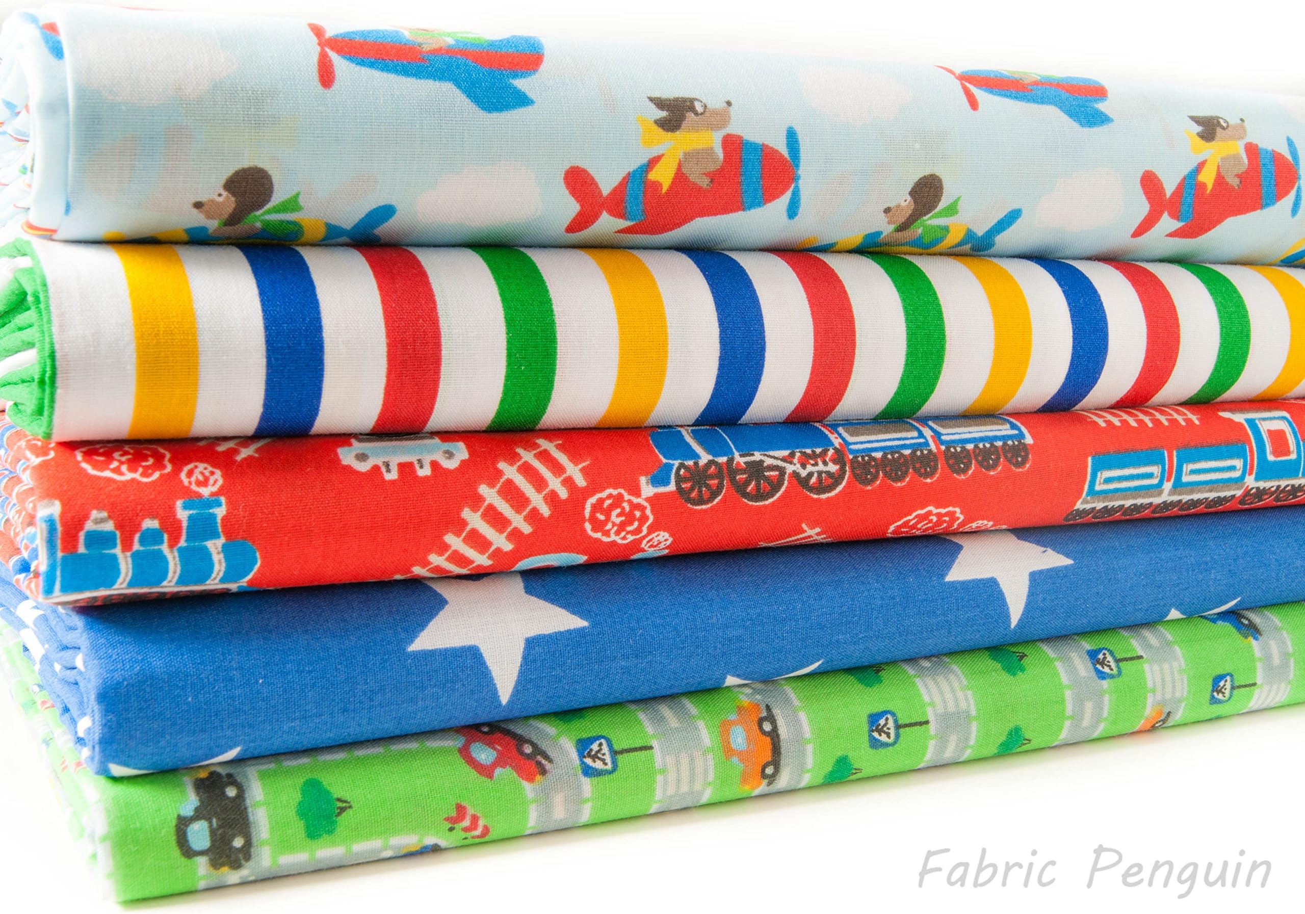 Planes Trains & Automobiles Children's Fabric Fat Quarter Bundle Pack