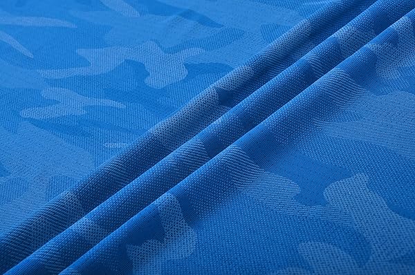 DERMINPRO MEN’S CAMOUFLAGE POLOS SHORT SLEEVE QUICK DRY COLLARED GOLF SHIRTS BLUE CAMO SMALL