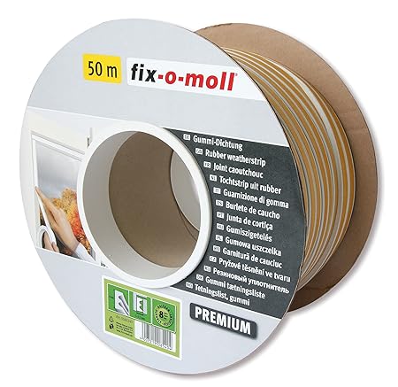 fix-o-moll E-Profildichtung Bobin 50 m 4 x 9 mm selbstklebend weiß, 3585240