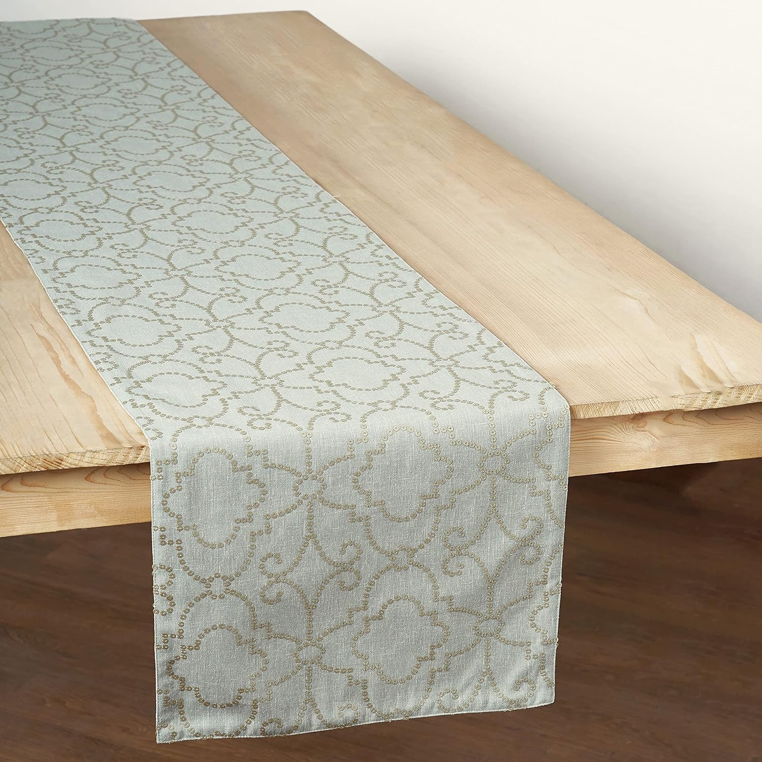 Buy VLiving Sage Green Moroccan Pattern All Over Sequin Embroidery