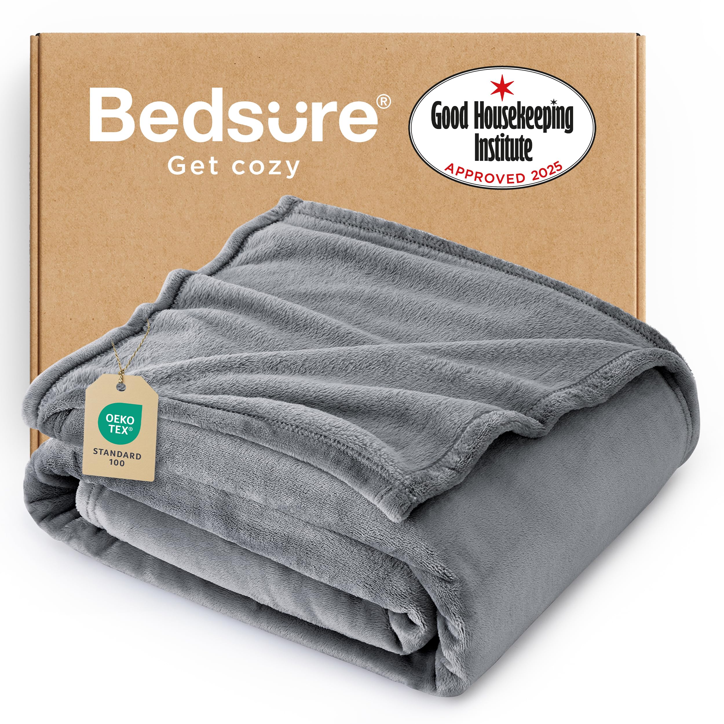 Photo 1 of Bedsure GentleSoft Fleece Throw Blanket for Couch Grey - Lightweight Plush Fuzzy Cozy Soft Blankets and Throws for Sofa, 50x60 inches