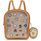ENJOININ Cute Ita Bag Pin Display Backpack with 2 Inserts for Pins Novelty Toast Shaped Ita Crossbody Bag for Women with Adjustable Straps