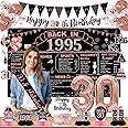 DARUNAXY 30th Birthday Party Decorations for Women, Rose Gold Back in 1995 Banner, Rose Gold 30 Number Balloons & Cake Topper, Vintage 1995 30 Birthday Honeycomb Hanging Swirl Confetti Balloons(28PC)
