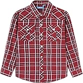 CHEERBOY Boy's Toddler Kids Casual Long Sleeve Western Pearl Snap Button Up Plaid Shirt 4-16 Years