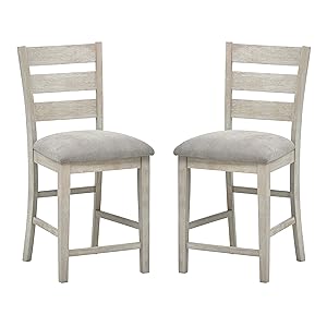 Stone & Beam Decatur Wood Bar Stool, 40.5"H, Pack of 2, Grey