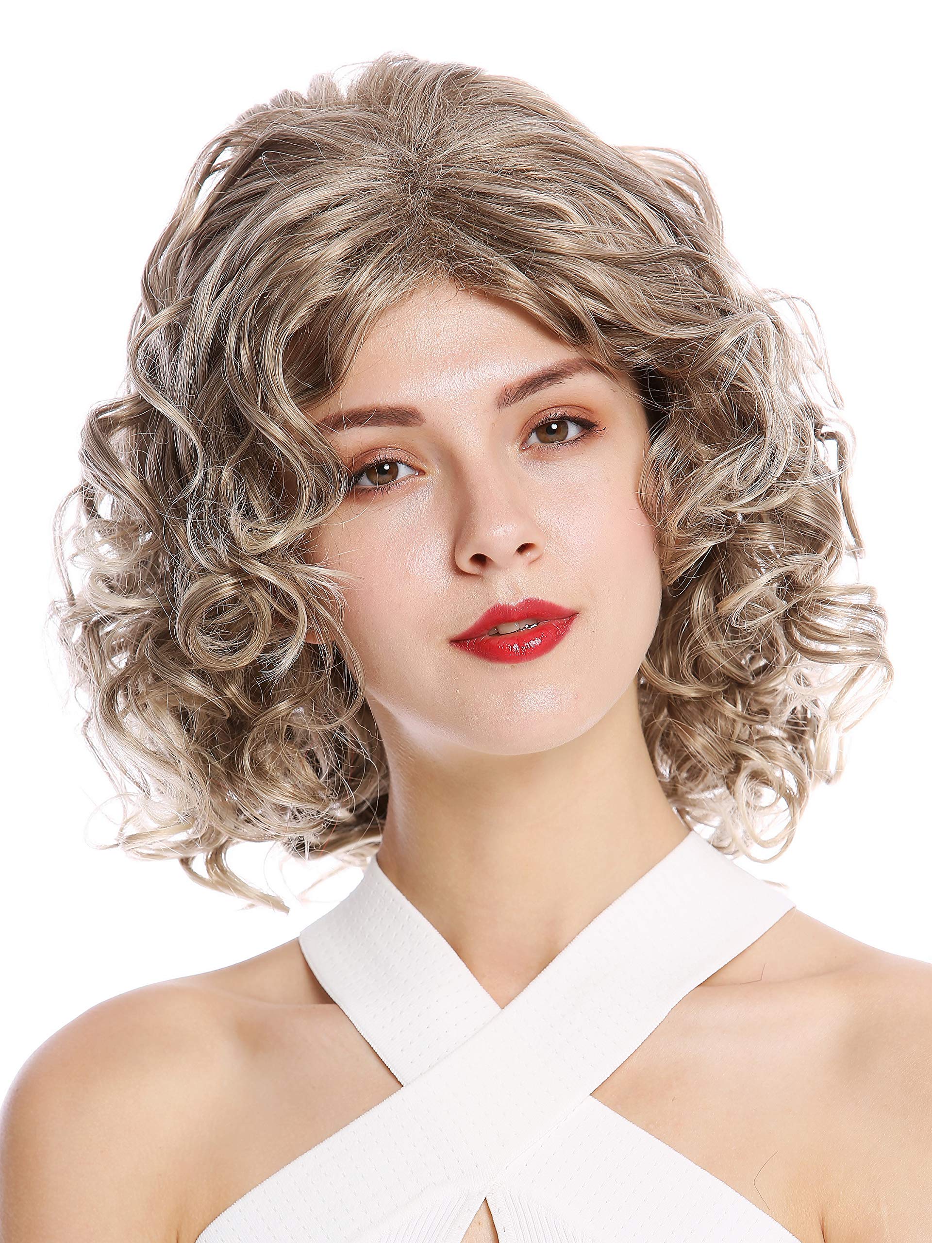 WIG ME UP - GFW2128-18T22 Lady Quality Wig medium shoulder length curls curled quiff parting darkblond blond streaked