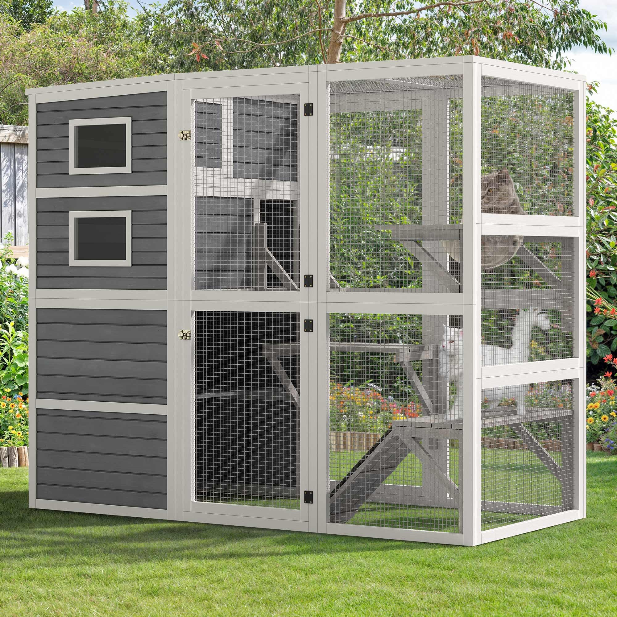 Photo 1 of (INCOMPLETE SET) YITAHOME Large Cat Catio 4 Tiers Outdoor Cat Enclosures for Indoor Cats 77.9" Walk in Cats Cage with Weatherproof Roof, 3 Resting Rooms, Scratcher Ramp & Space Capsule Bed, 5 Windows