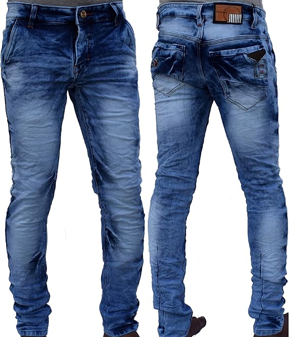 Men's Denim Blue Jeans Pants Slim Stretchable Stylish Trousers Bottoms