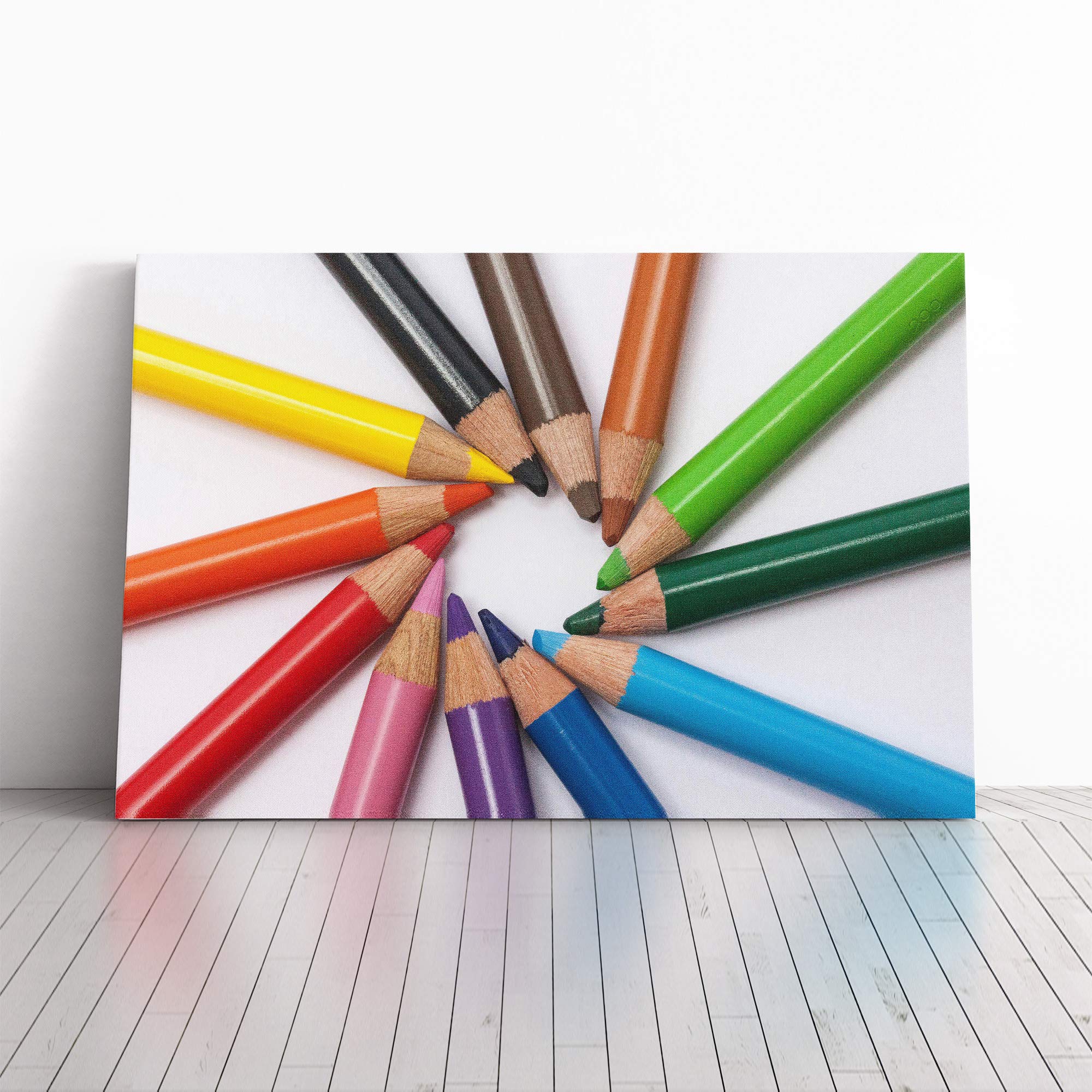 Pencil Crayons (2) Canvas Print | Gallery Wrapped 30mm Frame Wall Art | 20x14 inches | Ready to Hang | Contemporary Picture | Living Room Bedroom Lounge Office