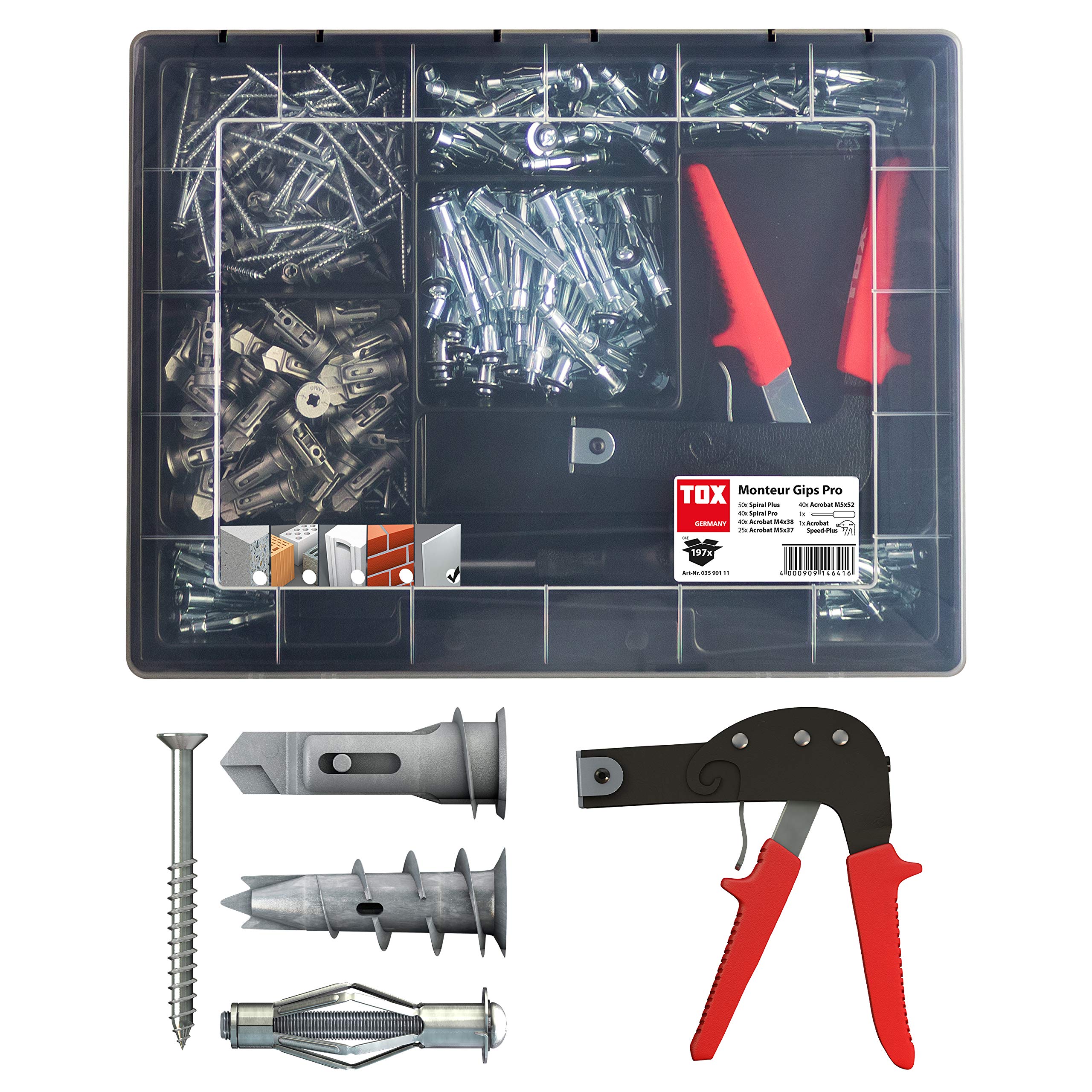 TOX cavity assortment Gips Pro Monteur 195 pcs, 03590111