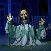 JOYIN Halloween Outdoor Animatronic Groundbreaker Decorations, Half-Body Zombie Groundbreaker with Motion and Light-Up Eyes, for Outside Decor Graveyard Yard Lawn Haunted House Props