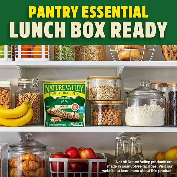 NATURE VALLEY PEANUT-FREE CHEWY GRANOLA BARS, S’MORES, MADE IN A PEANUT FREE FACILITY, 5 BARS, 4.6 OZ