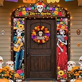 3pcs Dia De Los Muertos Porch Banners Sign for Day of the Dead Decorations | 71x12in Day of The Dead Porch Sign Day of The Dead Porch Decorations Halloween Banners for Mexican Party Decor Supplies