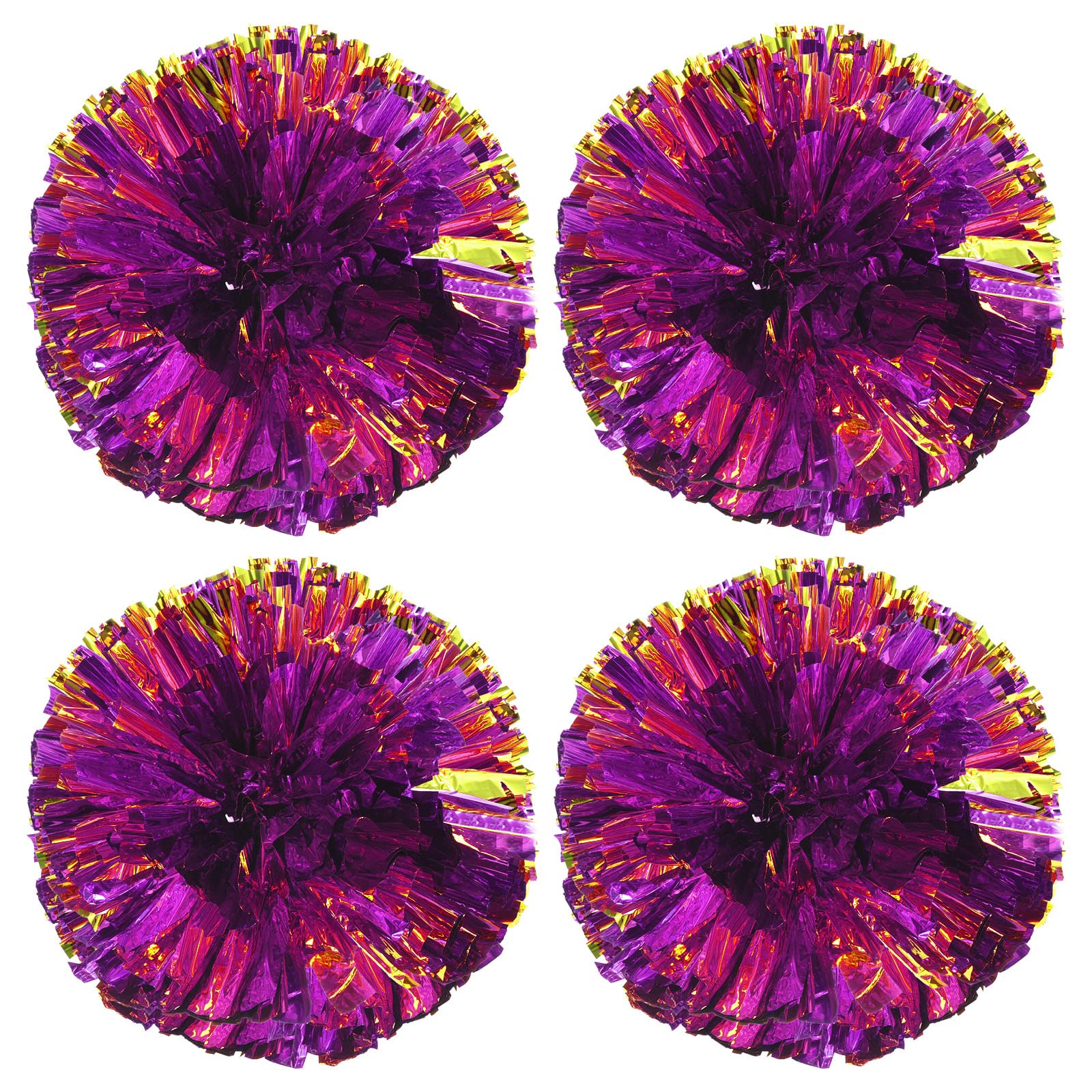 PATIKIL Cheerleading Pom Poms, 4 Pack PET Cheer Pom with Finger Holes for Sport Game Team Spirit Fun Dance Stage Events, Purple Golden
