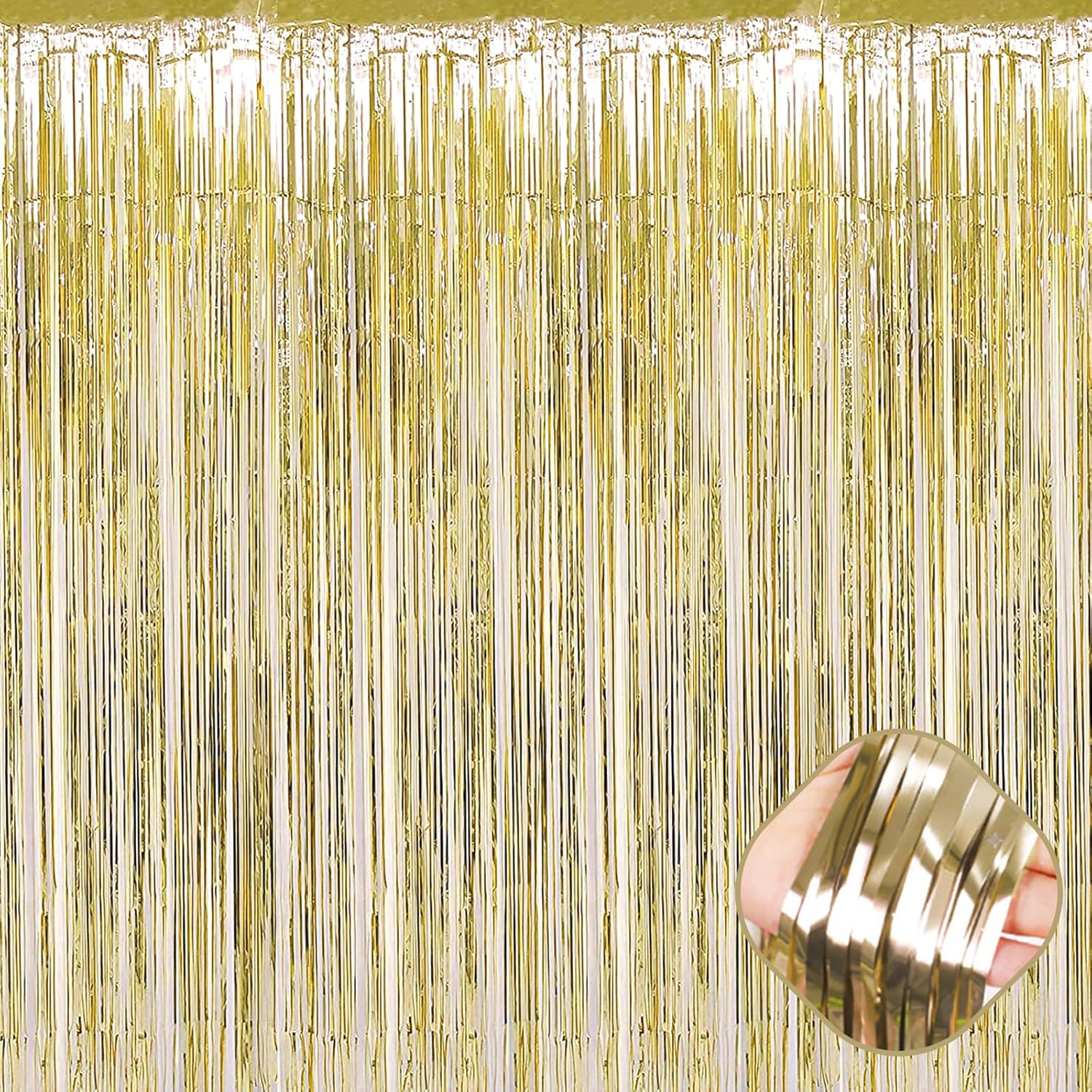 Paintings - 3 Pack Foil Fringe Curtains Backdrop, 3.28Ft x 8.2Ft Metallic Tinsel Foil Fringe Streamer Curtains for Photo Booth, Christmas, Halloween, Birthday, Wedding Party Decorations(Light Gold)