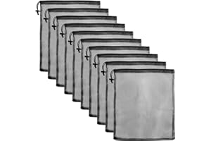 KUUQA 10 Pcs Mesh Drawstring Bag, Laundry Bag, Mesh Stuff Sack, Golf Ball Bag, Nylon Mesh Bag for Storage, Travel Outdoor Act