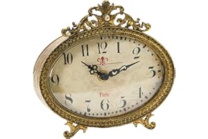 Creative Co-Op Decorative Antiqued Pewter Mantel Clock, Gold