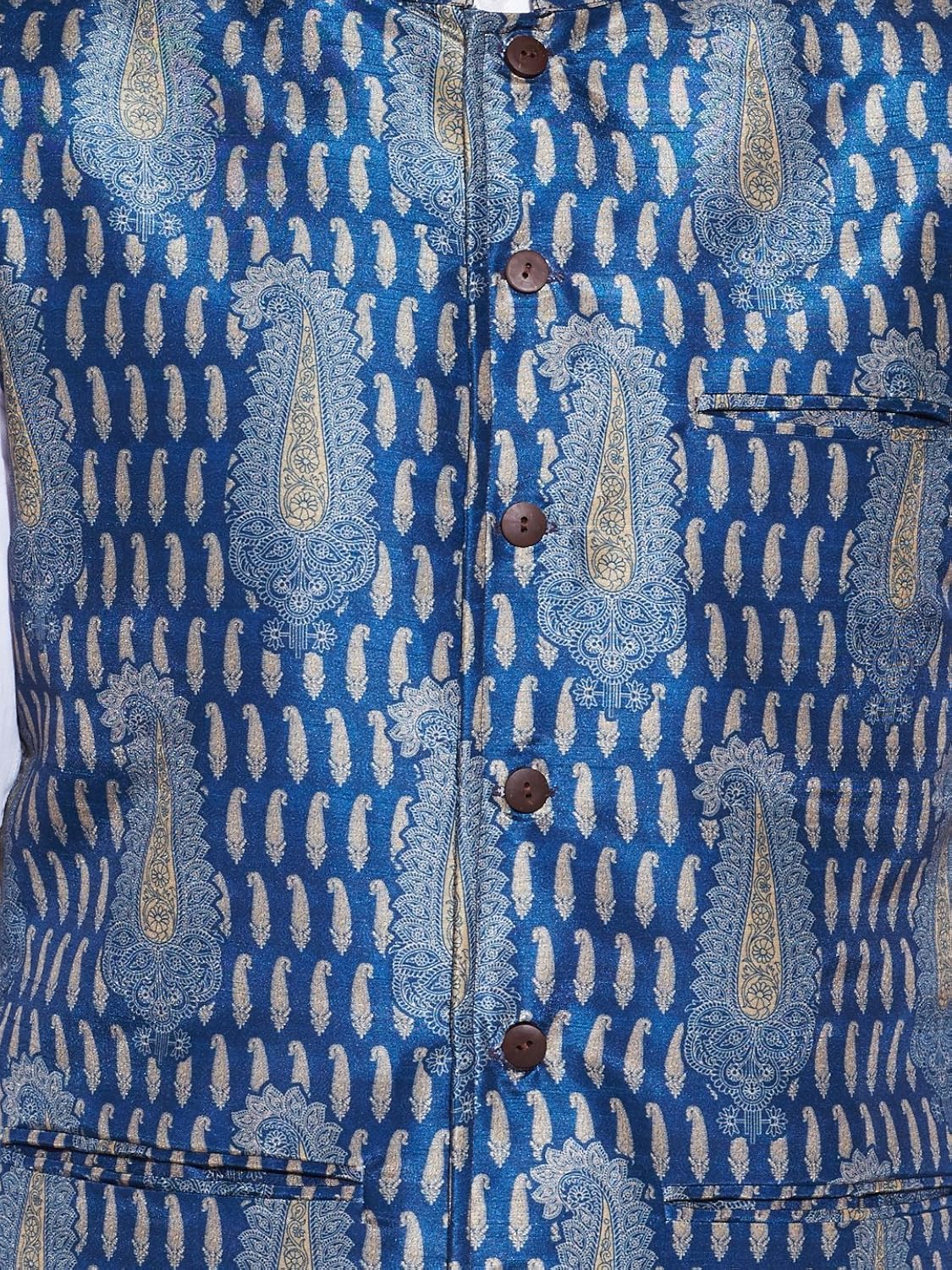 very me men's designer blue digitally printed nehru jacket