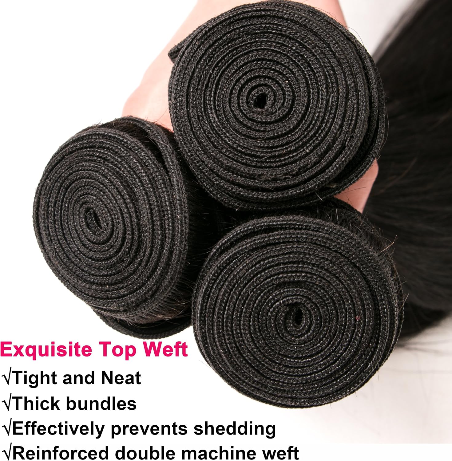 Brazilian Virgin Hair Weave 3 Bundles Silky Straight Hair Unprocessed Remy Human Hair Weaves Extensions Natural Color 22 24 26 Inch - Image 4