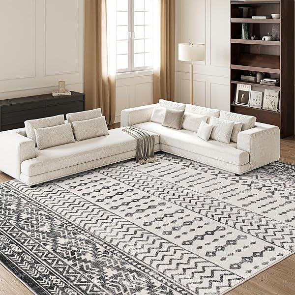 ART&TUFT 9X12 AREA RUG, SUPER SOFT ULTRA-THIN MOROCCAN...